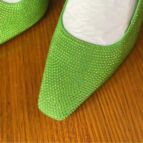 Zara sparkly rhinestone slingback heels bright green crystals - Picture 5 of 6